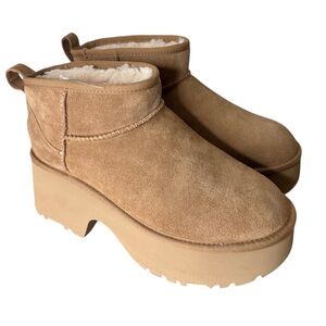 UGG New Authentic Classic Ultra Mini New Heights Chestnut Tan Platform Size 9